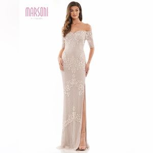 Marsoni by Colors Off Shoulder Beaded Gown